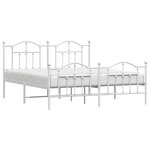 vidaXL Cadre de lit métal sans matelas et pied de lit blanc 160x200 cm
