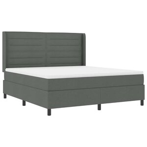 vidaXL Lit à ressort LED avec matelas Gris foncé 180 x 200 cm tissu