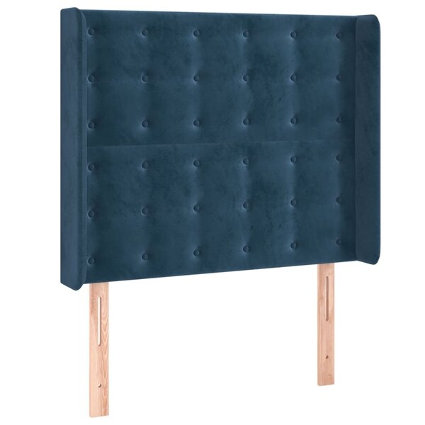 vidaXL Tête de lit avec oreilles Bleu foncé 93x16x118/128 cm Velours