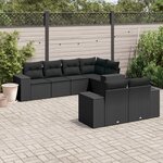 vidaXL Salon de jardin 7 Pièces avec coussins noir résine tressée