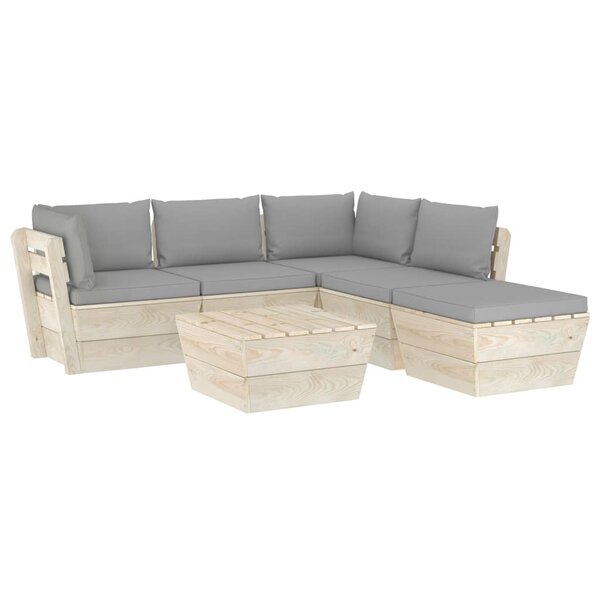 vidaXL Salon de jardin palette 6 Pièces avec coussins bois d'épicéa