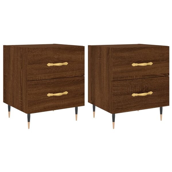 vidaXL Tables de chevet 2 Pièces chêne marron 40x35x47 5 cm