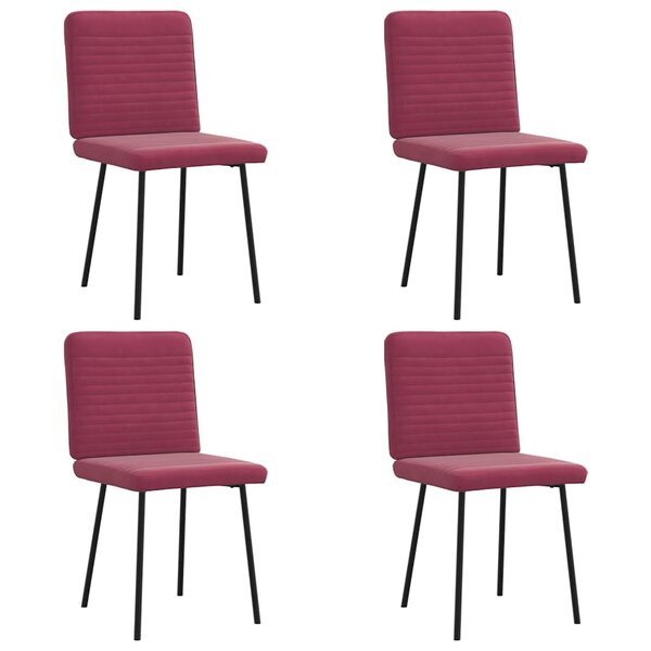vidaXL Chaises à manger lot de 4 Rouge bordeaux Velours