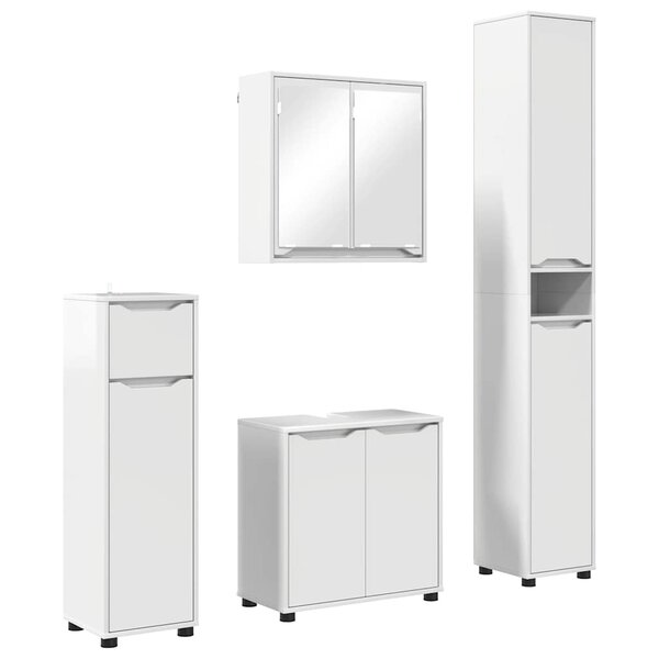 vidaXL Ensemble de mobilier de salle de bain 4 Pièces Blanc brillant