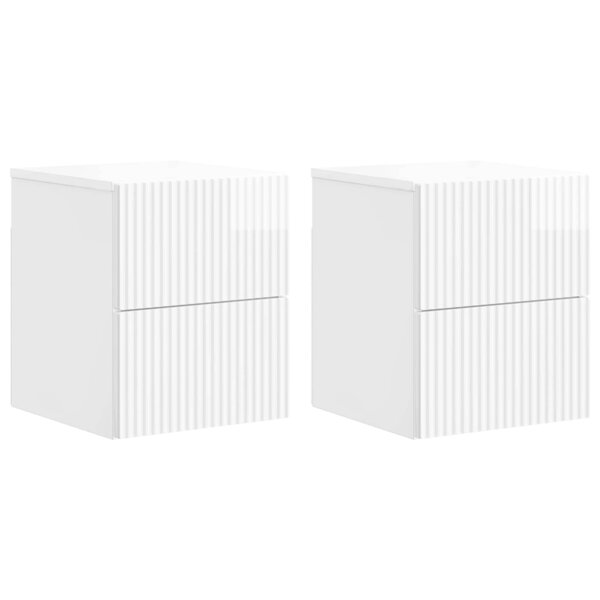 vidaXL Cabinet de chevet mural 2 Pièces Blanc brillant 33 x 34 5 x 40 cm