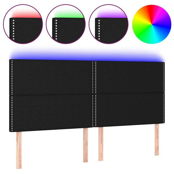 vidaXL Tête de lit à LED Noir 200x5x118/128 cm Tissu