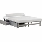 Lit double 140x200 matelas 2 tiroirs gris