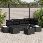 vidaXL Ensemble de canapé de jardin 7 pièces avec coussins Beige Poly Rattan