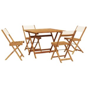 vidaXL Ensemble à manger de jardin 5 Pièces blanc crème tissu bois massif