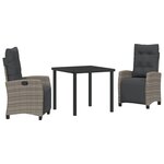 vidaXL Set de jardin en 3 pièces en gris rotin poly