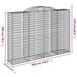 vidaXL Paniers à gabions arqués 7 Pièces 300x50x200/220 cm Fer galvanisé