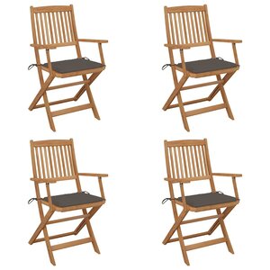vidaXL Chaises pliables de jardin lot de 4 avec coussins Bois d'acacia
