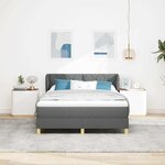vidaXL Lit à ressorts avec matelas Gris foncé 140 x 200 cm tissu