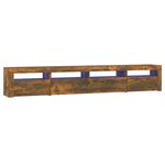 vidaXL Meuble TV avec lumières LED Chêne fumé 240x35x40 cm