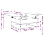 vidaXL Table basse chêne marron 80x80x45 cm bois d'ingénierie et métal