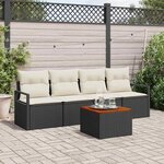 vidaXL Ensemble de canapé de jardin 5 Pièces Noir  blanc