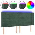 vidaXL Tête de lit à LED Vert foncé 163x16x118/128 cm Velours