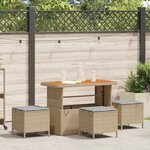 vidaXL Ensemble salle à manger jardin 4 pièces avec coussins Beige Poly Rotin Acacia