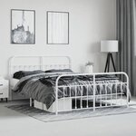 vidaXL Cadre de lit métal sans matelas et pied de lit blanc 160x200 cm