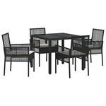 vidaXL Ensemble de salle à manger pour jardin 5 Pièces Noir Poly rotin