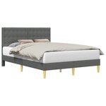 vidaXL Cadre de lit avec tête de lit Gris foncé 140 x 200 cm Tissu