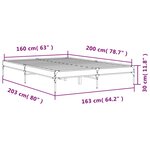 vidaXL Cadre de lit chêne marron 160x200 cm bois d'ingénierie et métal