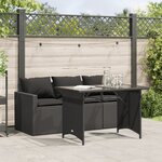 vidaXL Ensemble à manger de jardin coussins 2Pièces noir résine tressée