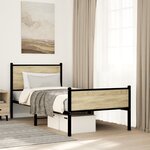 vidaXL Cadre de lit en métal sans matelas chêne sonoma 90x190 cm