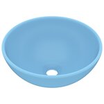 vidaXL Lavabo rond de salle de bain Bleu clair mat 32 5x14cm Céramique
