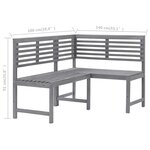 vidaXL Banc d'angle de jardin Gris 140 cm Bois solide d'acacia