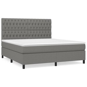 vidaXL Sommier à lattes de lit avec matelas Gris foncé 180x200cm Tissu