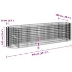 vidaXL Lit surélevé à gabion Fer galvanisé 400x100x100 cm