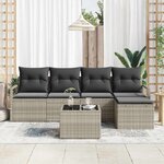 vidaXL Ensemble de canapé de jardin 6 Pièces Gris clair Poly rotin