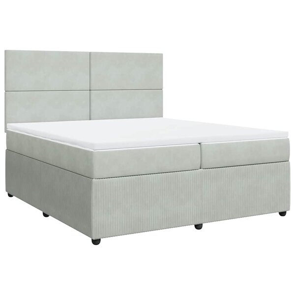vidaXL Sommier à lattes de lit et matelas Gris clair 200x200cm Velours