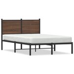 vidaXL Cadre de lit en métal avec tête de lit chêne marron 120x190 cm
