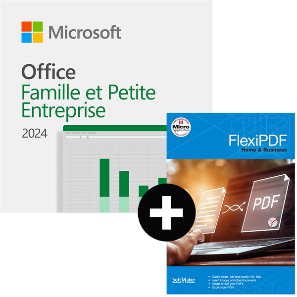 Pack Office Famille et Petite Entreprise 2024 - 1 PC/mac - licence perpétuelle + FlexiPDF Home & Business - 3 PC - licence perpétuelle