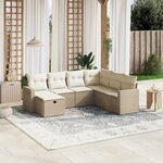 vidaXL Salon de jardin avec coussins 7 Pièces beige résine tressée