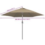 vidaXL Tissu de remplacement pour parasol d'extérieur Taupe 300 cm