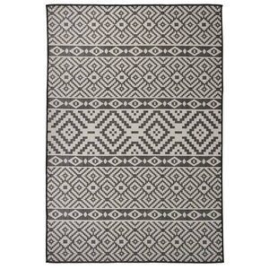 vidaXL Tapis à tissage plat d'extérieur 160x230 cm Rayures noires