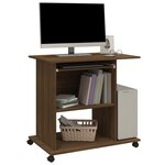 vidaXL Bureau d'ordinateur Chêne marron 80x50x75 cm Bois d'ingénierie