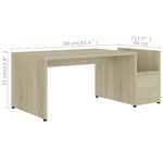 vidaXL Table basse Chêne sonoma 90x45x35 cm bois d’ingénierie