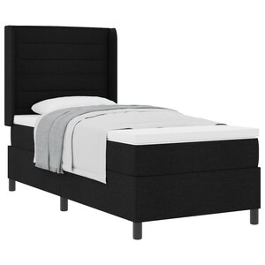 vidaXL Lit à ressorts avec matelas Noir 200 x 100 cm tissu