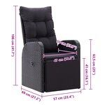vidaXL Ensemble de salle à manger de jardin 7 pièces avec coussins Noir Poly Rotin Acacia