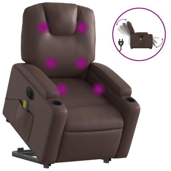 vidaXL Fauteuil inclinable de massage électrique marron similicuir