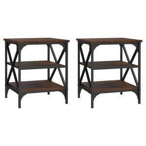 vidaXL Tables d'appoint 2 Pièces Chêne marron 40x42x50 cm Bois ingénierie