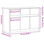 vidaXL Meuble TV avec LED chêne fumé 91x34x61 cm bois d'ingénierie