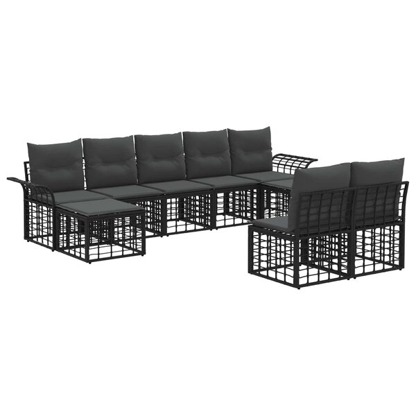 vidaXL Ensemble de canapés d'extérieur 9 Pièces Noir et Gris foncé