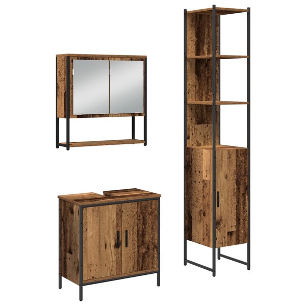vidaXL Ensemble de meubles de salle de bain 3 pièces en bois vieilli en bois d'ingénierie