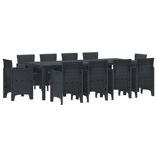 vidaXL Ensemble de salle à manger pour jardin 11 Pièces Anthracite