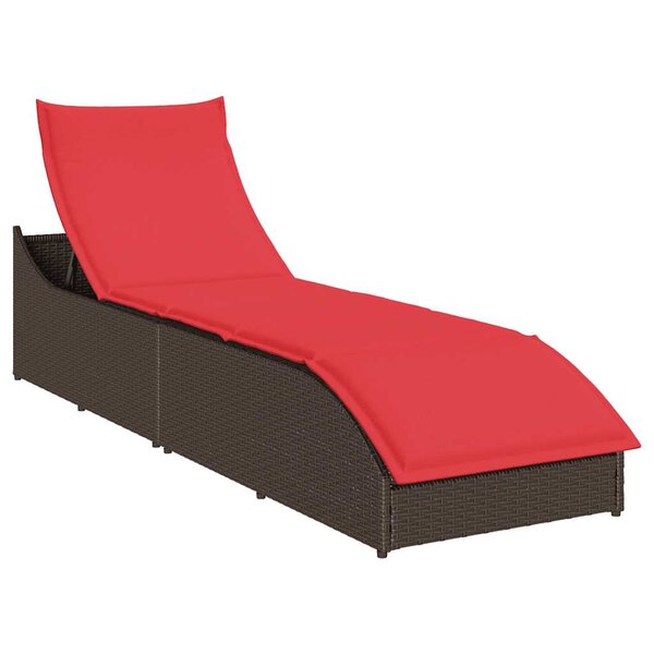 vidaXL Chaise longue pliante coussin rangement marron résine tressée
